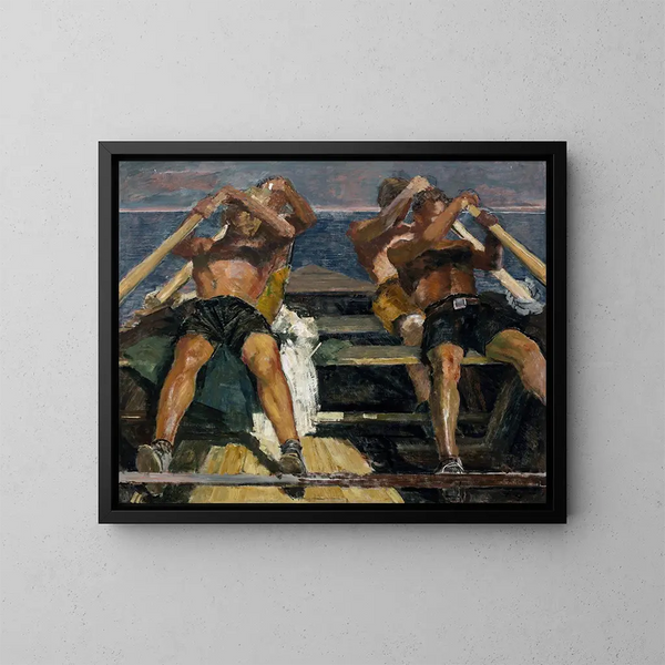 De roeiers - Hermann Groeber — ingelijst kunstwerk aan de muur
