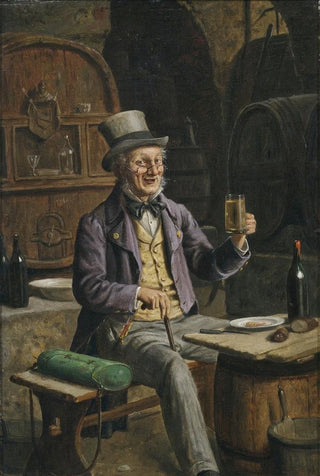 Hermann Kern - A botanist with his vasculum having a drink in the beer cellar.webp