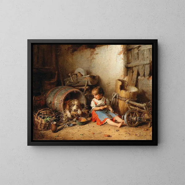 Speelgenootjes - Hermann Kern — ingelijst kunstwerk aan de muur