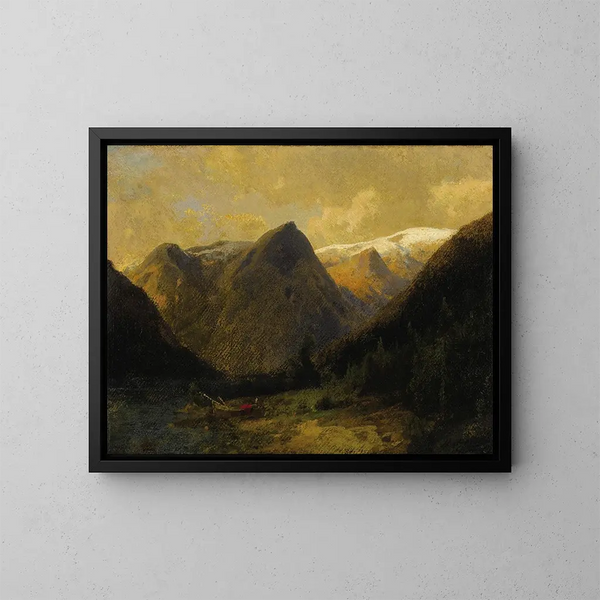 Kanoë aan de waterkant - Hermann Ottomar Herzog — ingelijst kunstwerk aan de muur