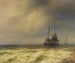 Twee schepen aan de rand van de zee - Hermann Ottomar Herzog — weergave van het kunstwerk