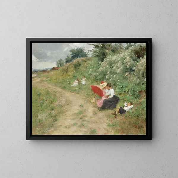 Een zomerse uitstap - Hermann Seeger — ingelijst kunstwerk aan de muur