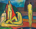 Vrouwen naakt badend - Hermann Stenner — weergave van het kunstwerk