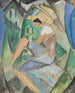 Kubistische figuur met huizen - Hermann Stenner — weergave van het kunstwerk