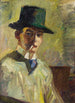 Zelfportret met hoge hoed en sigaret - Hermann Stenner | Reproduction — weergave van het kunstwerk