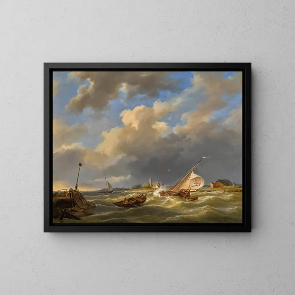 Boten op zee - Hermanus Koekkoek — ingelijst kunstwerk aan de muur