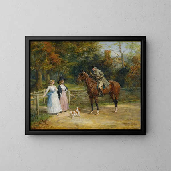 Een charmante ontmoeting - Heywood Hardy — ingelijst kunstwerk aan de muur