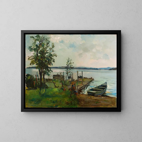 op het eiland der vrouwen - Hiasl Maier-Erding — ingelijst kunstwerk aan de muur