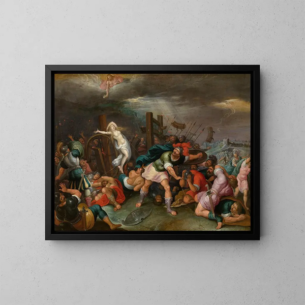 Het martelaarschap van Sint Catharina van Alexandrië - Hieronymus Francken II — ingelijst kunstwerk aan de muur