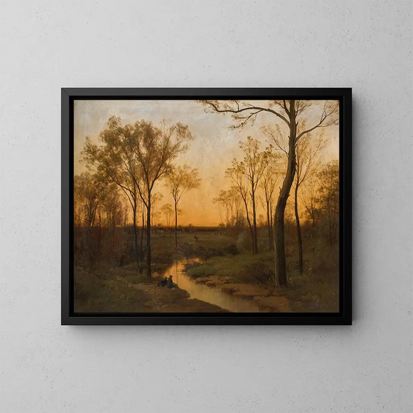 Zonsondergang - Hippolyte Camille Delpy — ingelijst kunstwerk aan de muur