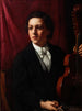 Een jonge musicienne met haar viool Portret van mevrouw Rung 1854-1914 - Holger Roed — weergave van het kunstwerk