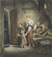 van een zieke man in bed met een vrouw en twee kinderen aan zijn zijde - Ary Scheffer — weergave van het kunstwerk