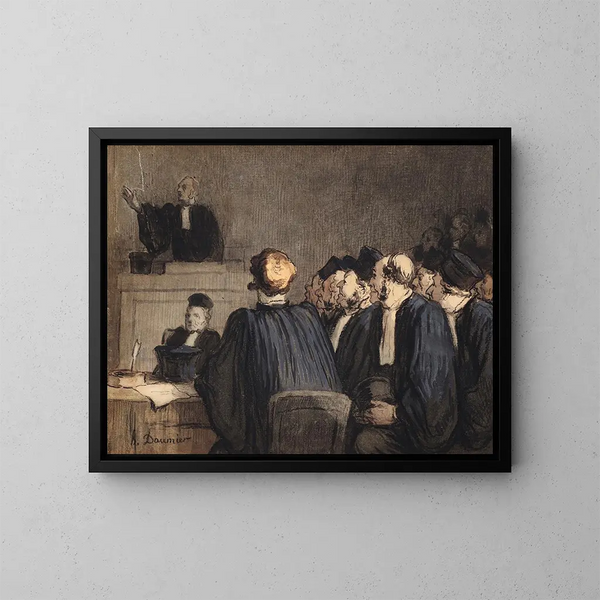 Rechtbank scène - Honoré Daumier — ingelijst kunstwerk aan de muur