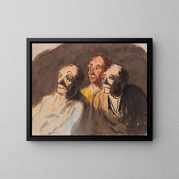 Drie toeschouwers - Honoré Daumier — ingelijst kunstwerk aan de muur