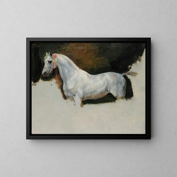 Studie van een wit paard - Horace Vernet — ingelijst kunstwerk aan de muur