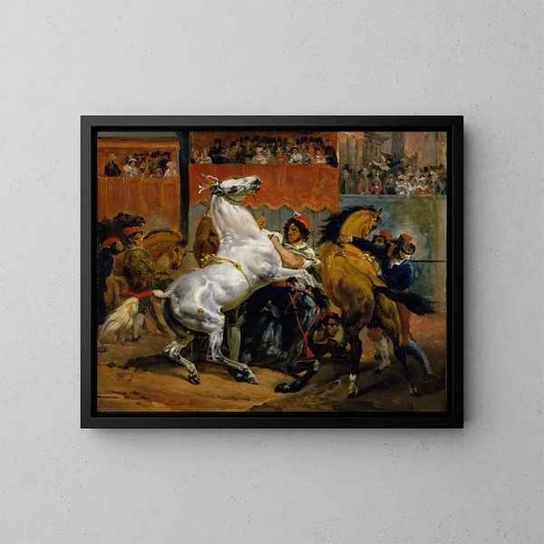 Le départ de la course des chevaux sans cavalier - Horace Vernet — ingelijst kunstwerk aan de muur