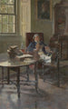 Ils ne lisaient que par occasion quand le temps s'assombrissait - Howard Pyle — weergave van het kunstwerk