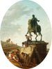van een levendig landschap met het standbeeld van Marcus Aurelius - Hubert Robert — weergave van het kunstwerk