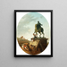 van een levendig landschap met het standbeeld van Marcus Aurelius - Hubert Robert — ingelijst kunstwerk aan de muur
