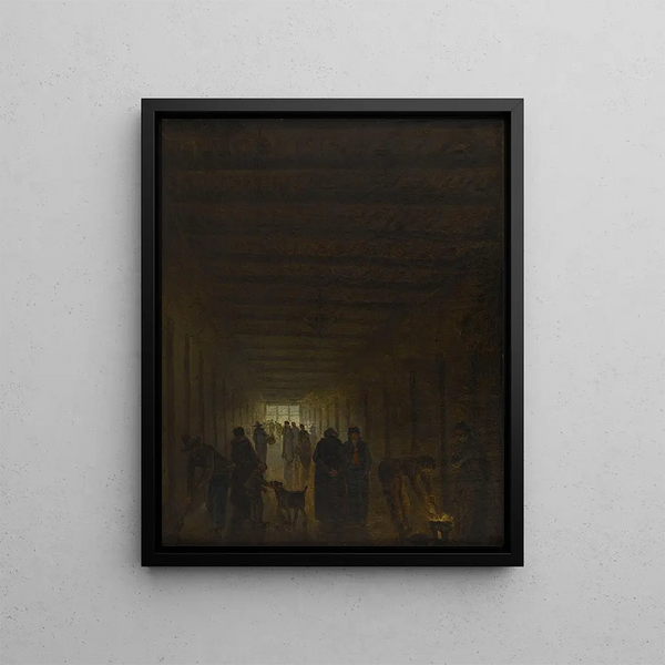 Gang van de Saint-Lazare-gevangenis - Hubert Robert — ingelijst kunstwerk aan de muur