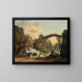 van een tekenaar die de houten brug tekent in het park van Mrville - Hubert Robert — ingelijst kunstwerk aan de muur
