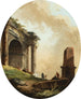 van de herders en hun vee voor een boog en een ruïneuze obelisk - Hubert Robert — weergave van het kunstwerk