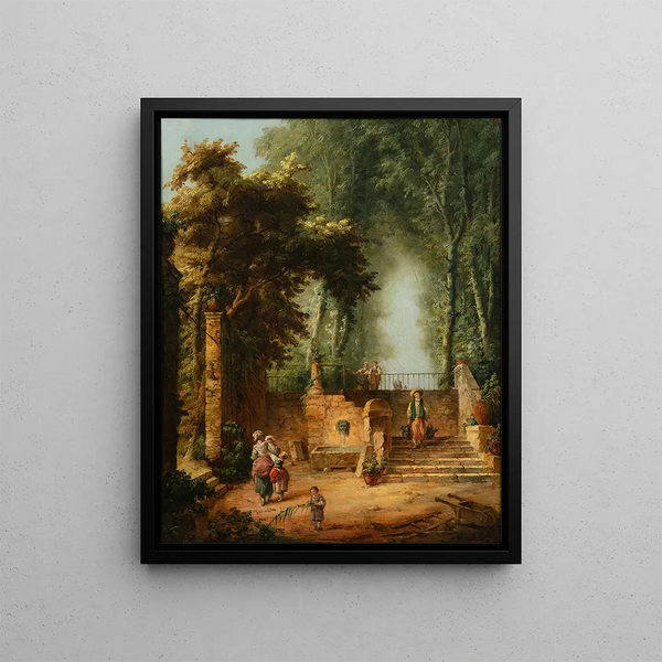 Fontaine dans un parc - Hubert Robert — ingelijst kunstwerk aan de muur