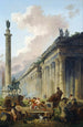 Vue imaginaire de Rome avec statue équestre de Marc Aurèle, colonne de Trajan et un temple - Hubert Robert — weergave van het kunstwerk