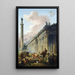 Vue imaginaire de Rome avec statue équestre de Marc Aurèle, colonne de Trajan et un temple - Hubert Robert — ingelijst kunstwerk aan de muur