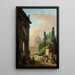 Vue imaginaire de Rome avec le dompteur de chevaux du Monte Cavallo et une église - Hubert Robert — ingelijst kunstwerk aan de muur