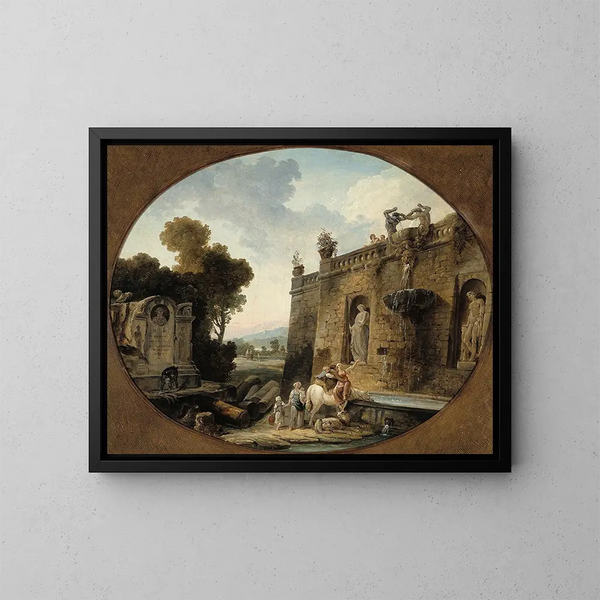 L'Abreuvoir - Hubert Robert — ingelijst kunstwerk aan de muur