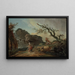 La Cascade, een rotsachtige heuvel met een boer en een kind bij een waterval en jongens die rusten bij een bliksemafleide boom - Hubert Robert — ingelijst kunstwerk aan de muur