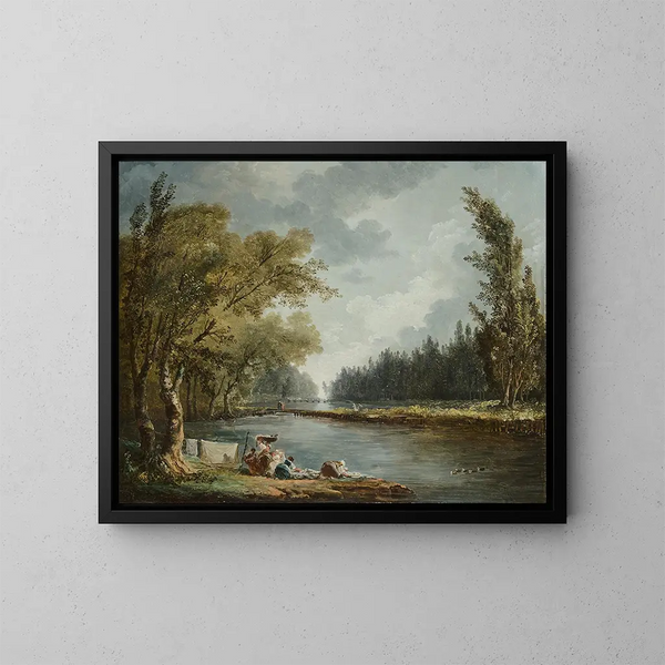 La Marne à Charenton et le Moulin de Charenton - Hubert Robert — ingelijst kunstwerk aan de muur