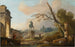 Landschap met Ruïnes en het Standbeeld van Marcus Aurelius - Hubert Robert — weergave van het kunstwerk