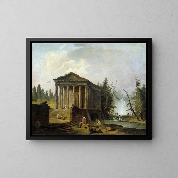 Het antieke tempel - Hubert Robert — ingelijst kunstwerk aan de muur