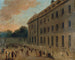 Recreatie van de gevangenen van Saint-Lazare, de balpartij - Hubert Robert — weergave van het kunstwerk