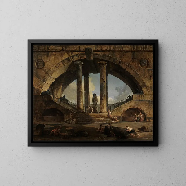 Vue fantasierijke Romeinse - Hubert Robert — ingelijst kunstwerk aan de muur