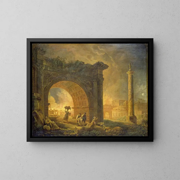 Romeinse ruïnes - Hubert Robert — ingelijst kunstwerk aan de muur