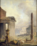 Romeinse ruïnes op het Forum met het Colosseum en de Obelisk - Hubert Robert — weergave van het kunstwerk