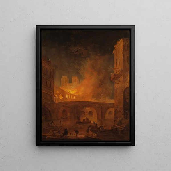 L'incendie de l'Hôtel-Dieu à Paris - Hubert Robert — ingelijst kunstwerk aan de muur