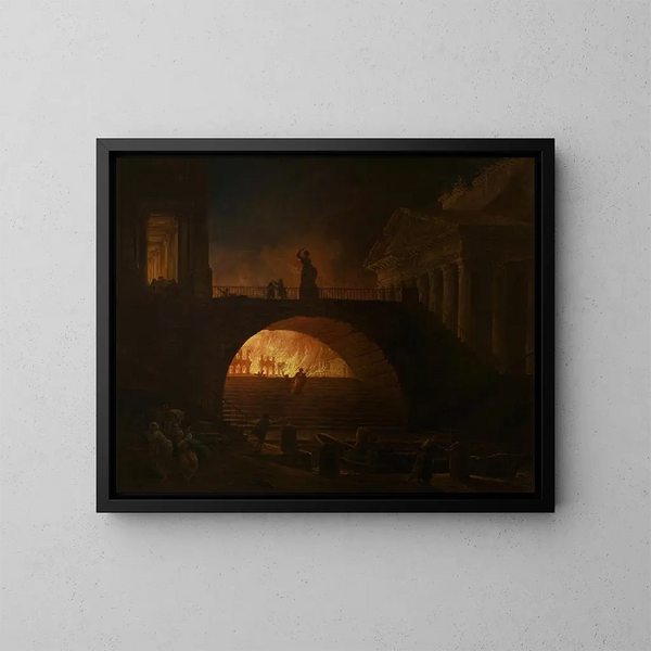 L'incendie de Rome - Hubert Robert — ingelijst kunstwerk aan de muur