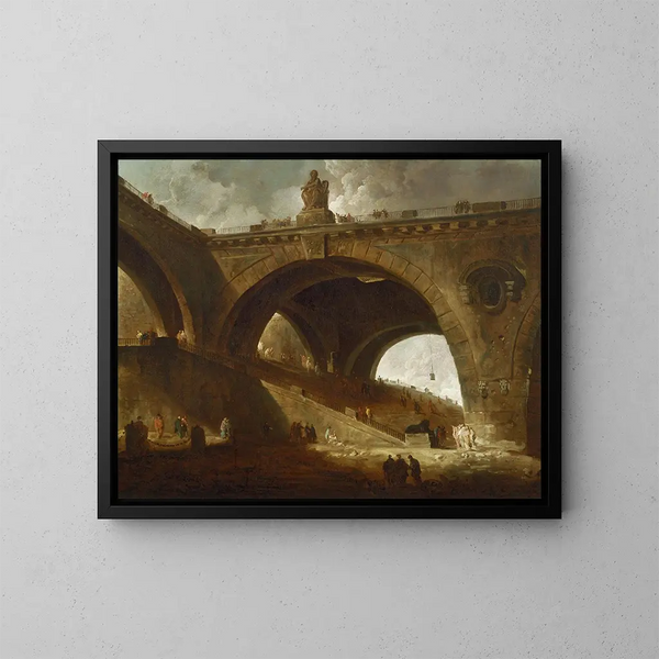 Le Vieux Pont - Hubert Robert — ingelijst kunstwerk aan de muur
