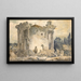 Het Tempel van de Sibylle in Tivoli Een man in jas en hoed op de treden Een groep monniken rechts - Hubert Robert — ingelijst kunstwerk aan de muur