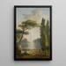 Vue d'un jardin avec une grande fontaine au centre et des personnages se relaxant et dansant au premier plan - Hubert Robert — ingelijst kunstwerk aan de muur