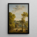 Vue d'une cour de jardin clos avec une femme nourrissant des poules et d'autres personnages au premier plan - Hubert Robert — ingelijst kunstwerk aan de muur