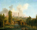 Vue du parc de Mrville - Hubert Robert — weergave van het kunstwerk