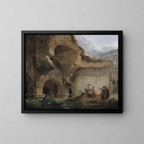Laveuses dans les ruïnes du Colisée - Hubert Robert — ingelijst kunstwerk aan de muur