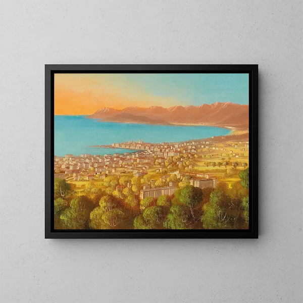 Uitzicht op Cannes - Hubert Sattler — ingelijst kunstwerk aan de muur
