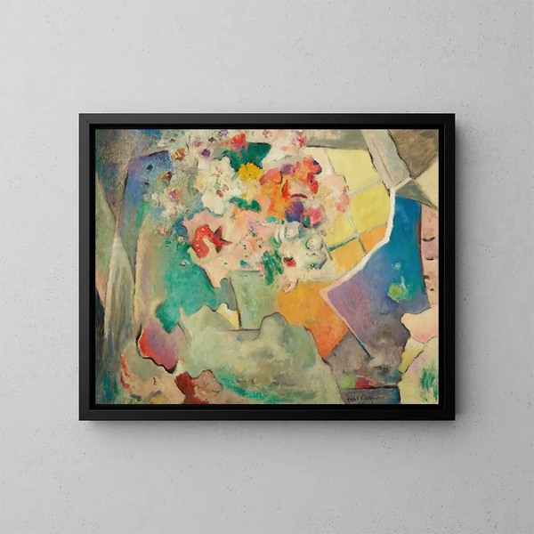 Bloemenmandje bij het raam - Hugh Henry Breckenridge — ingelijst kunstwerk aan de muur