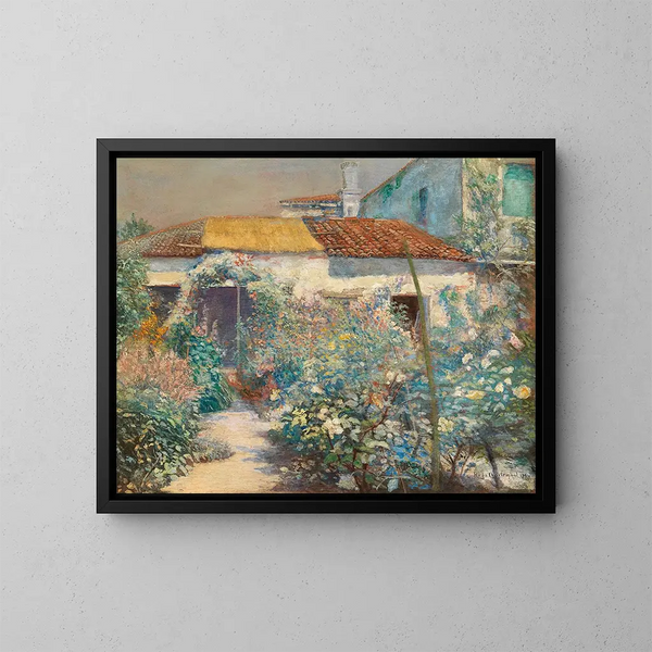 Een bloementuin - Hugo Charlemont — ingelijst kunstwerk aan de muur